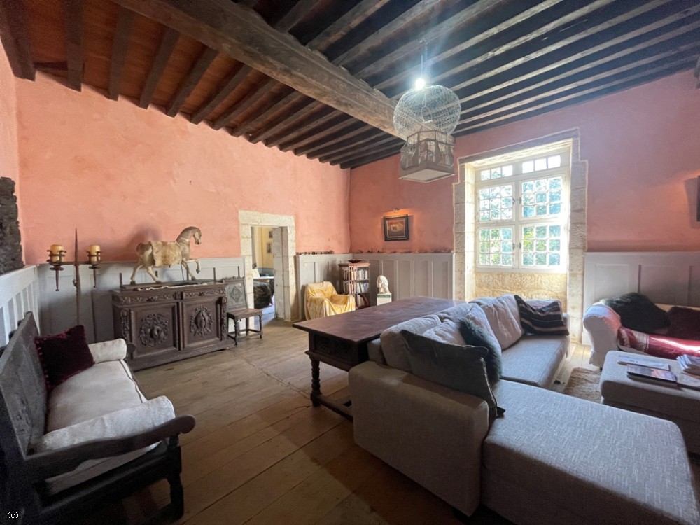 Superbly located 17th century chateau with two cottages, traditional outbuildings and 8ha