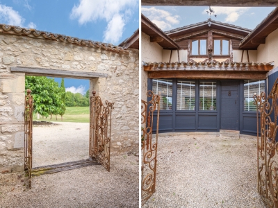 Grange aménagée, superbement restaurée, dotée de 5 chambres avec une piscine chauffée et 2 ha de jardins et de terrain